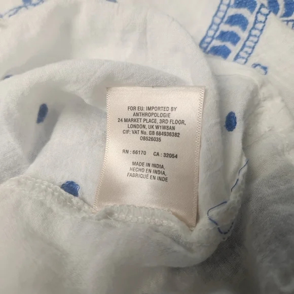Anthropologie Mermaid Meadowbrook White Blouse Embroidered Top Sz XS - Picture 10 of 10